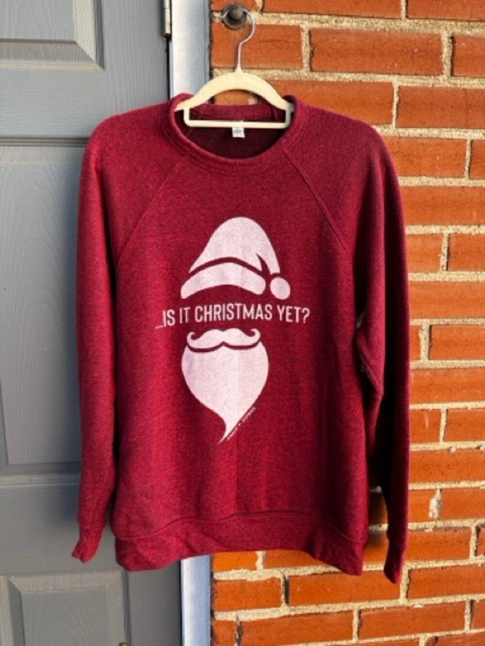 Is It Christmas Yet? Fleece Sweatshirt Size M Red Casual Holiday Loungewear